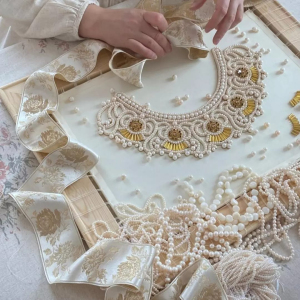 Exclusive author's work "Velsky wedding crown, XIX century" with earrings